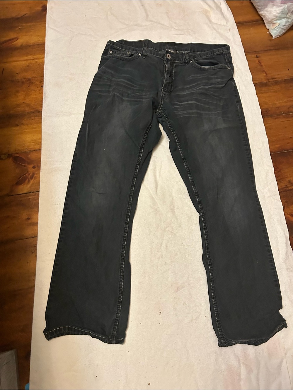 Vintage fly paper pants jeans men’s 34x30 khaki navy blue straight